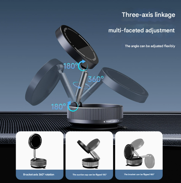 NNEDSZ Black Magnetic Car Phone Mount - 66x66x34mm with Adjustable Bracket for Easy Smartphone Access