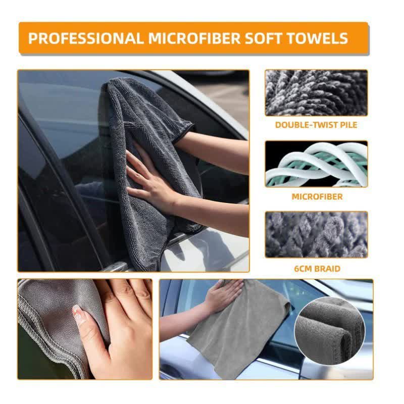 NNEDSZ 9-Piece Car Cleaning and Detailing Kit - Comprehensive Auto Wash Set with Brushes, Towels, and More